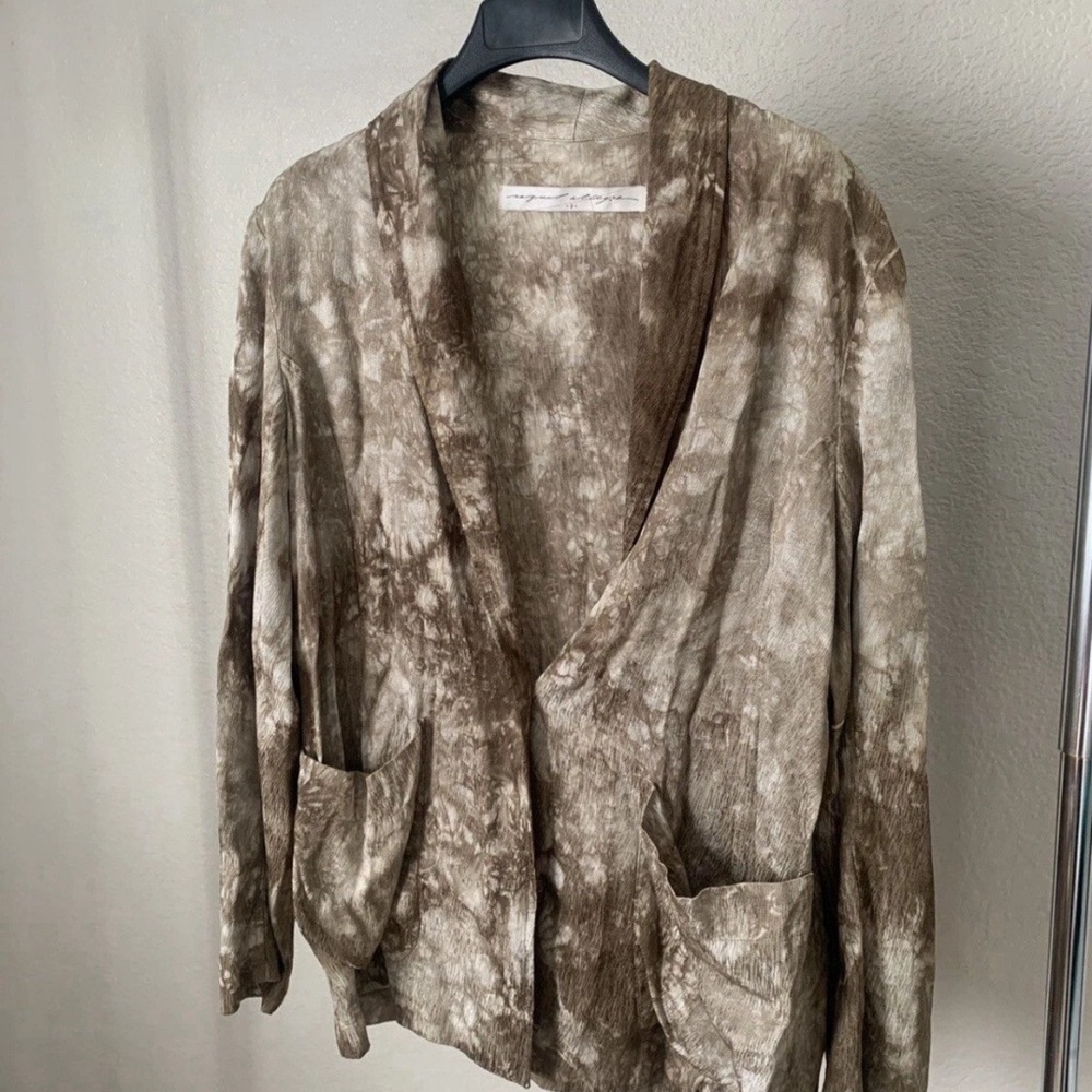 $600 Raquel Allegra Bleached Effect Tie-Dye Cardigan